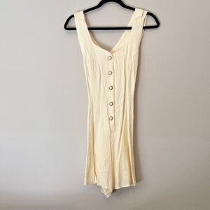 Vintage Cream Button-Front Sleeveless Romper